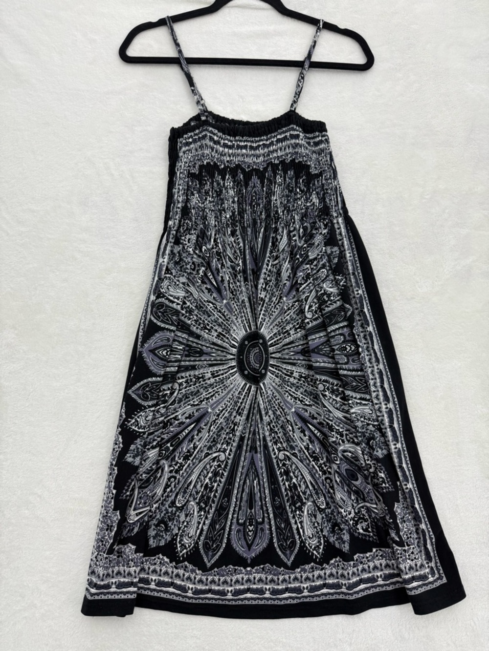 India Boutique Dress black and white paisley-style medallion pattern One Size
